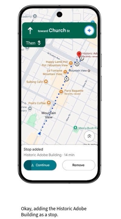 Screenshot of Google Maps performing a direction from Gemini made hands-free.