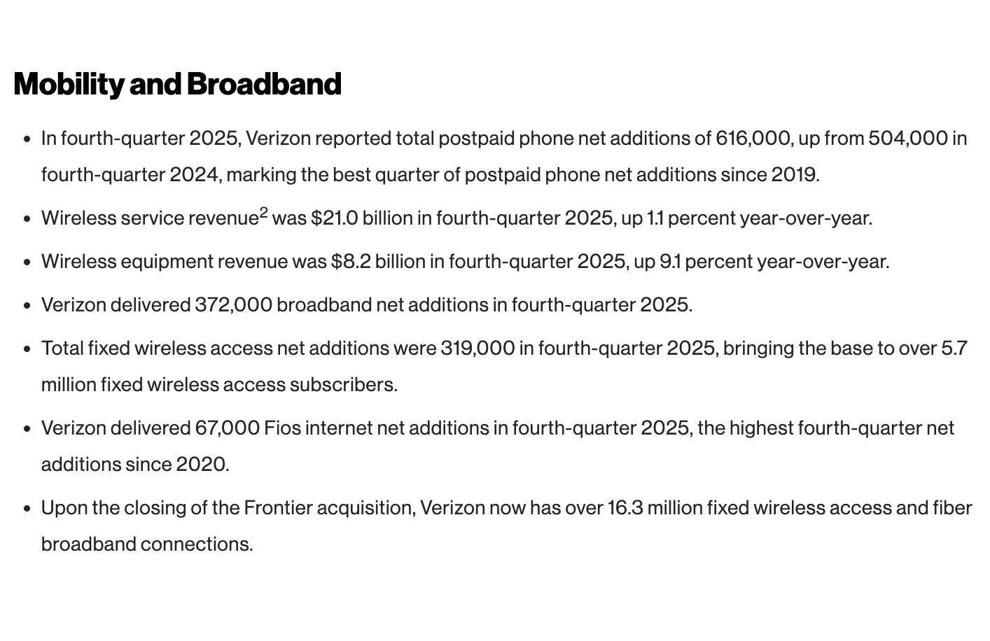 Verizon Q4 results