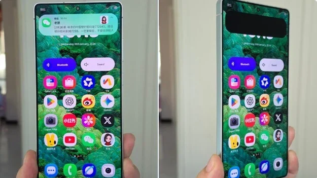 Images show how the Privacy Screen will look to a user (L) and a nosy bystander (R).