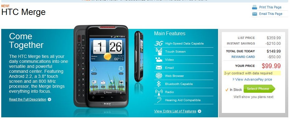 Cellular South nabs the mid-range HTC Merge; selling for $100 on-contract