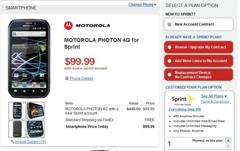 RadioShack drops the price of the Motorola PHOTON 4G to $100 on-contract