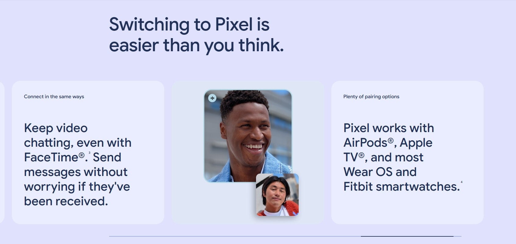 Mention of FaceTime on the Pixel 10a Google Store page.