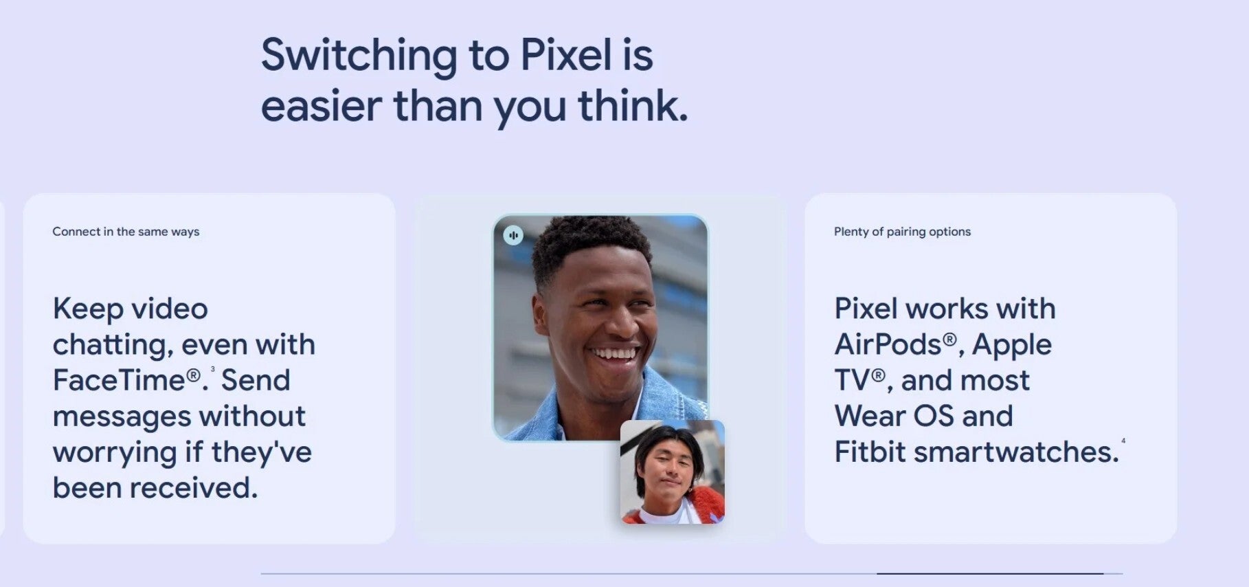 Mention of FaceTime on the Pixel 10a Google Store page listing.