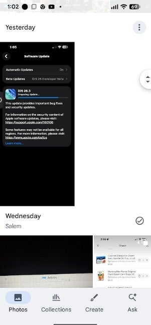 Screenshot of Google Photo app on Android with previous toolbar.