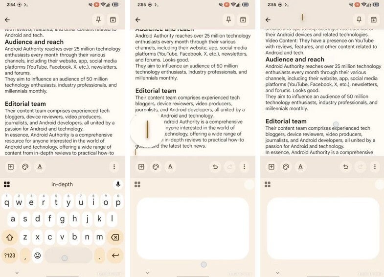 Google द्वारा नए कर्सर मोड का परीक्षण किया जा रहा है। | एंड्रॉइड अथॉरिटी द्वारा छवि - ग्लास पर टाइपिंग को आसान बनाने के लिए जीबोर्ड को नई सुविधा मिलती है