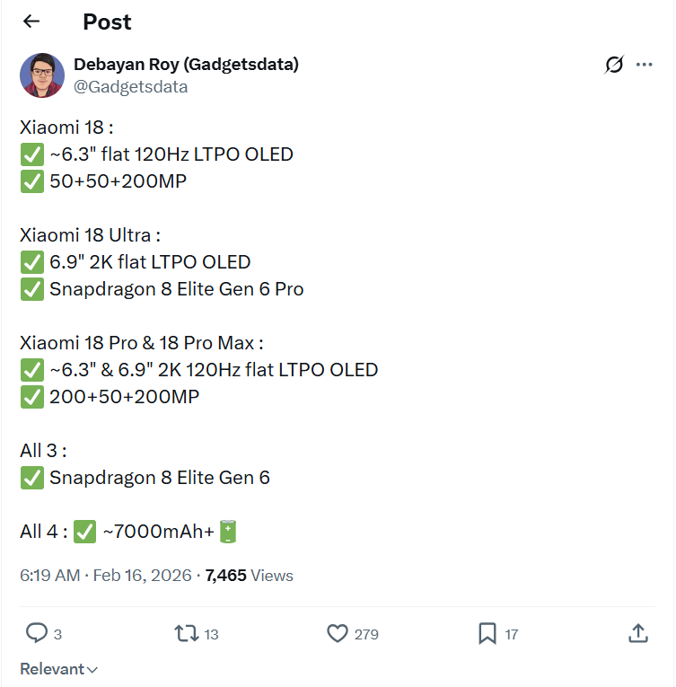 एक्स द्वारा छवि - Xiaomi 18 लाइनअप के बारे में अधिक विवरण सामने आए हैं - और यह प्रशंसकों के लिए बहुत अच्छी खबर है