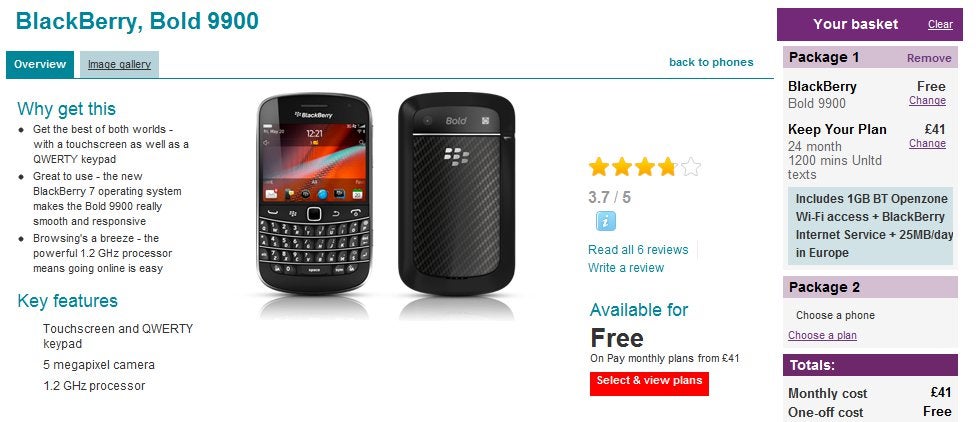 Vodafone UK starts selling the BlackBerry Bold 9900 starting today