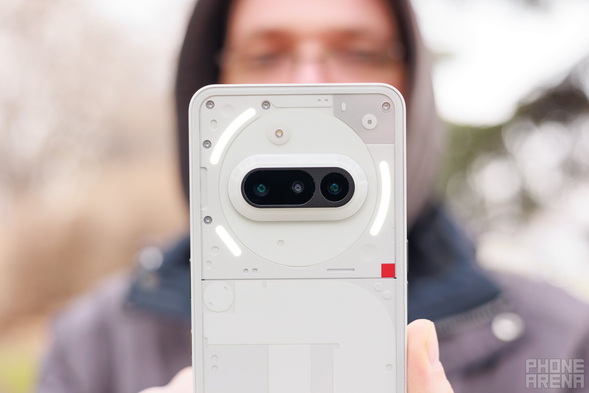 Rear camera of the Nothing Phone (3a).