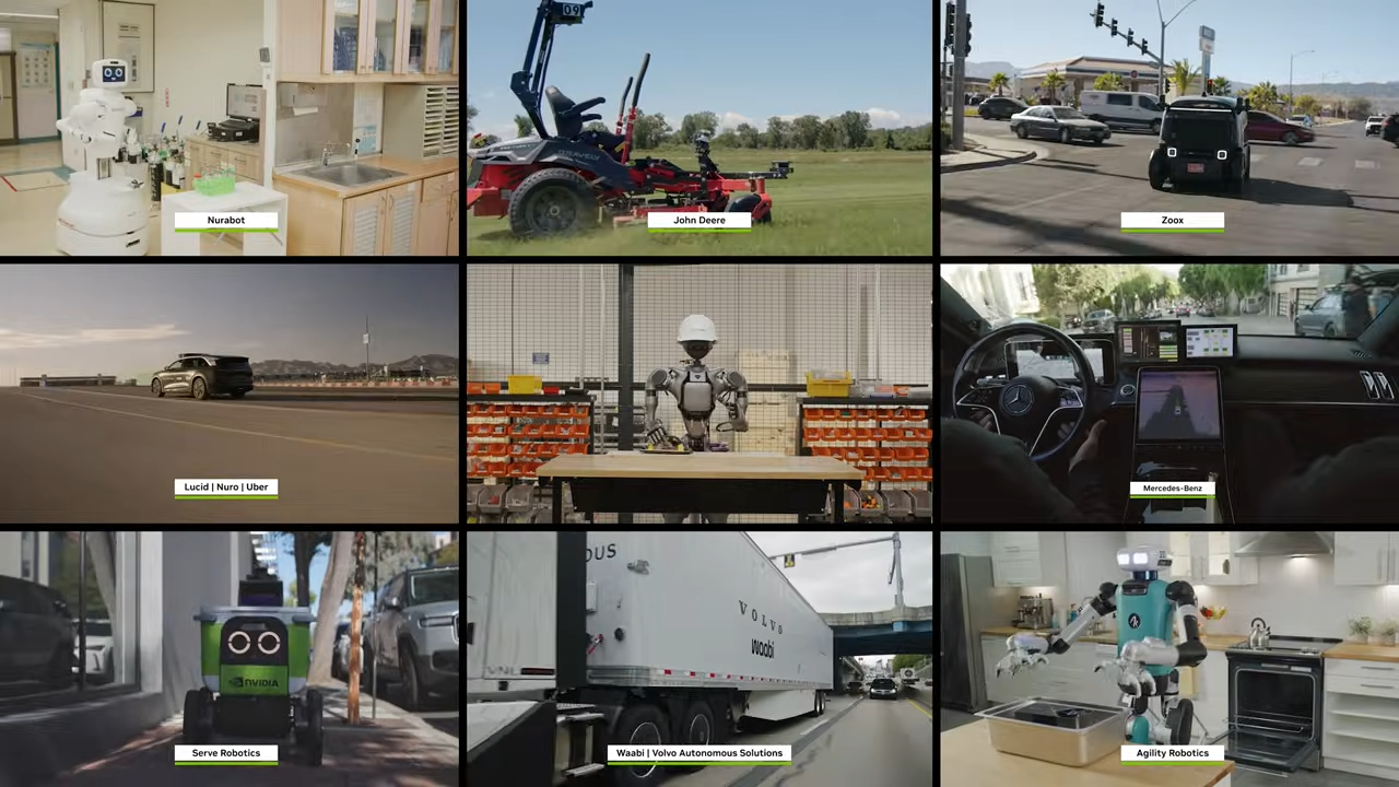 3x3 grid with various images that show AI in actions.