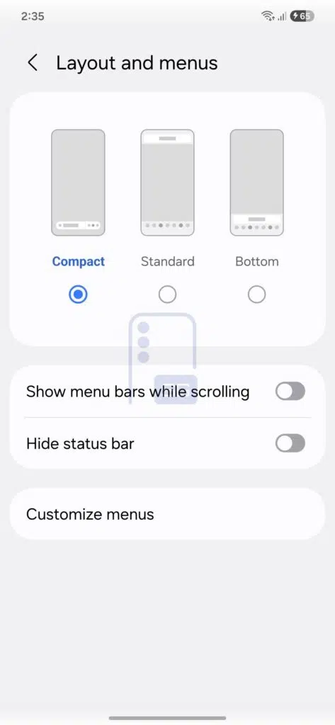 Reported layout of the One UI 9 customizable menus | Image by SammyGuru - One UI 9 could dramatically change how you interact with Samsung Internet