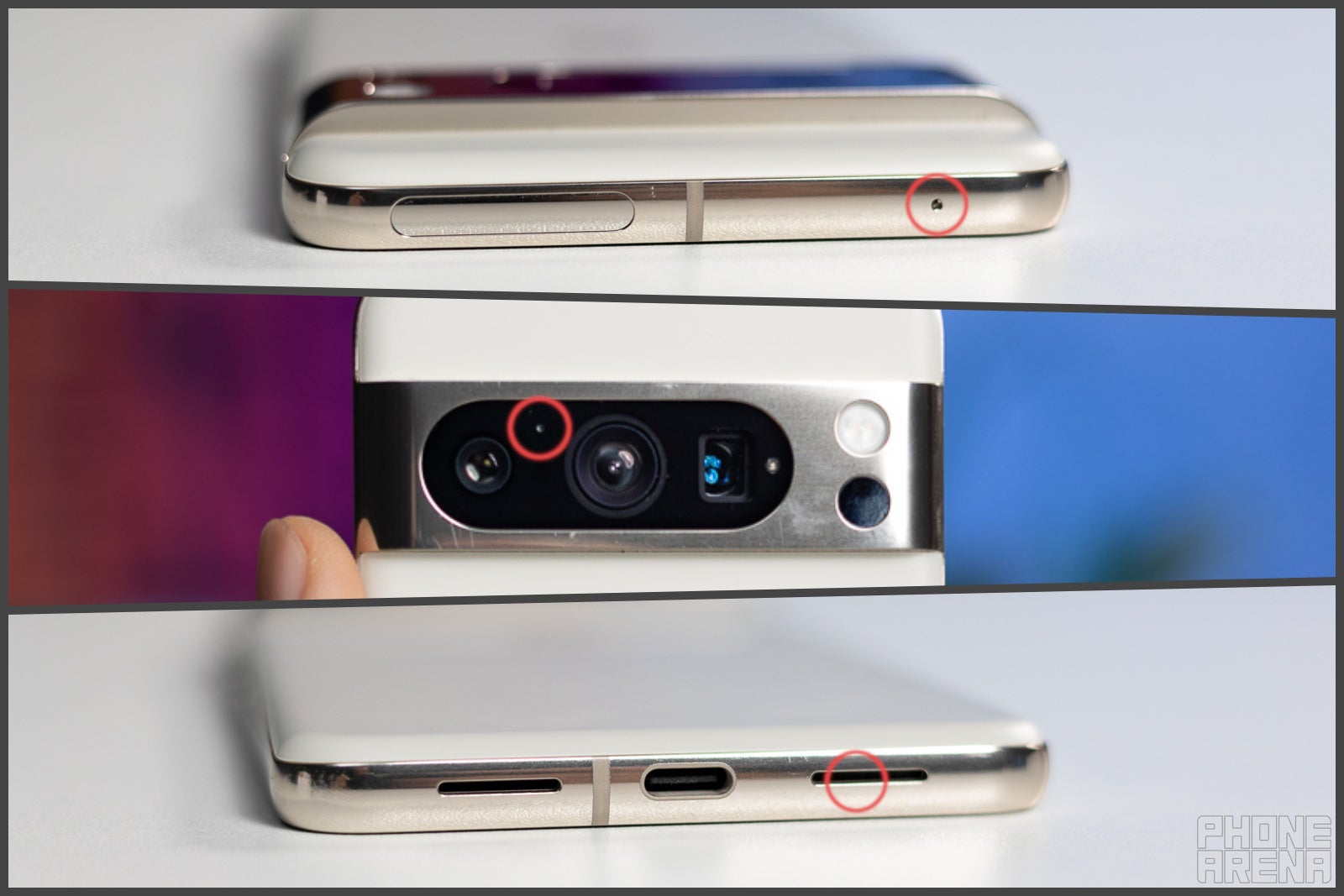 The microphone array on a Pixel phone | Image by PhoneArena - Impressive tech, damaging results - don&rsquo;t use this camera feature unless intended