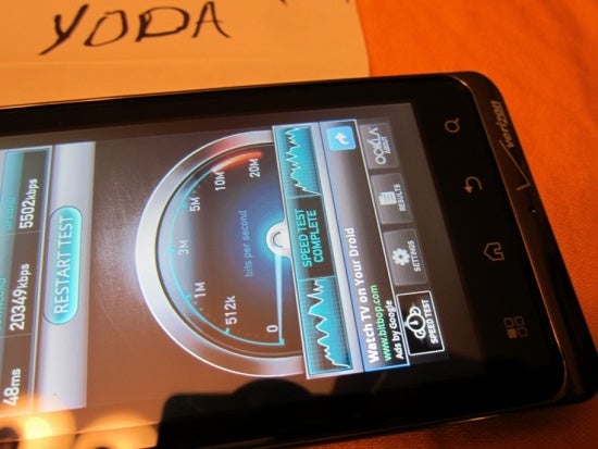 Some nice 4G speeds rung up by the one and only Motorola DROID Bionic - Motorola DROID Bionic said by tester to have improved battery life