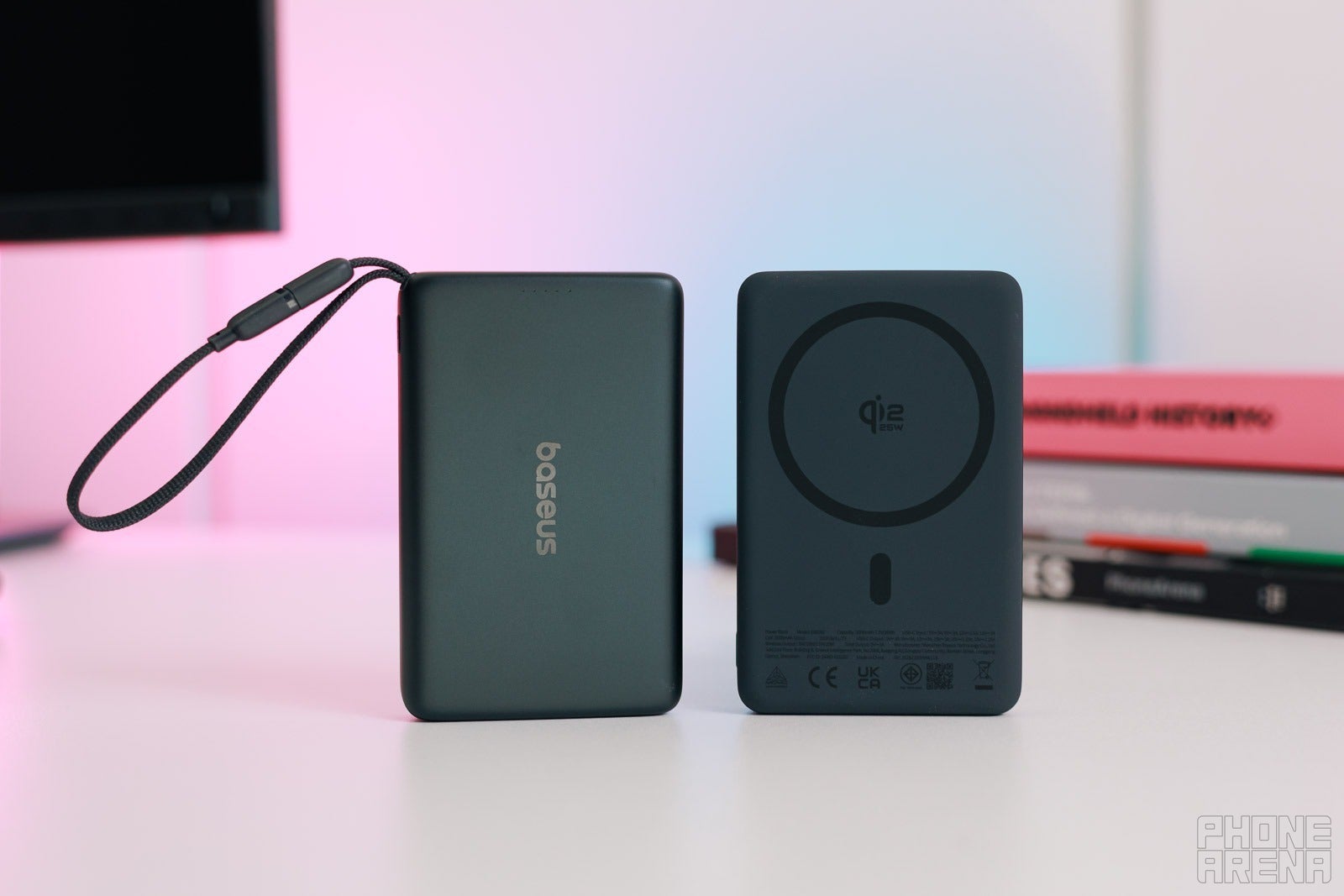 Soft and grippy on the inside, premium aluminum at the rear | Image by PhoneArena - Super-thin and light Qi2.2 power bank: Baseus PicoGo AM52