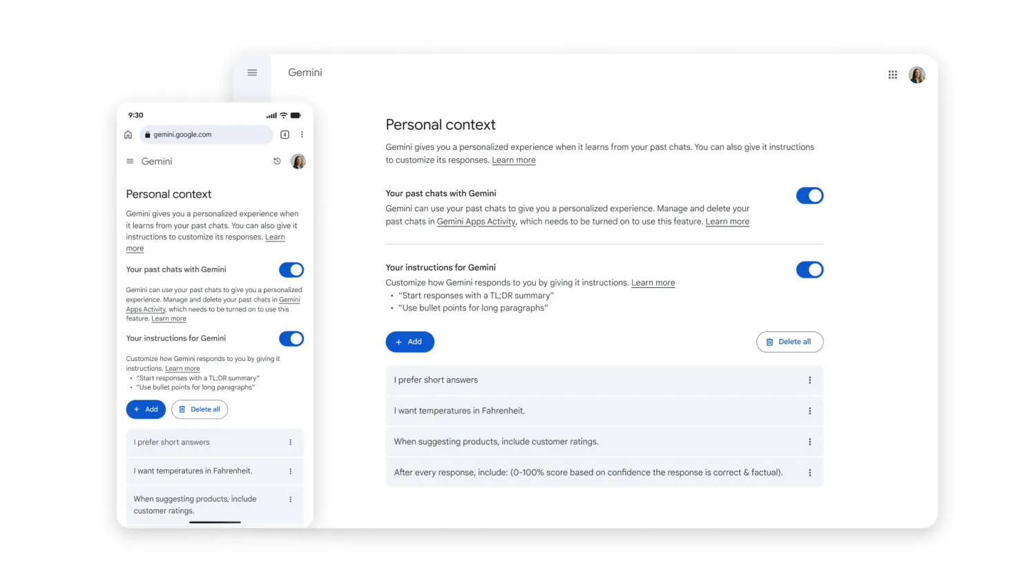 The new feature inside Gemini&rsquo;s settings. | Image by 9to5Google - Google is making a core Gemini feature available to free users
