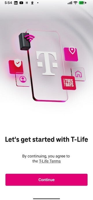Screenshot of T-Life app.