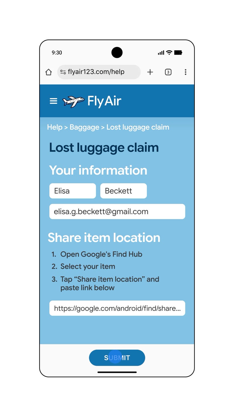 Find Hub finds your luggage