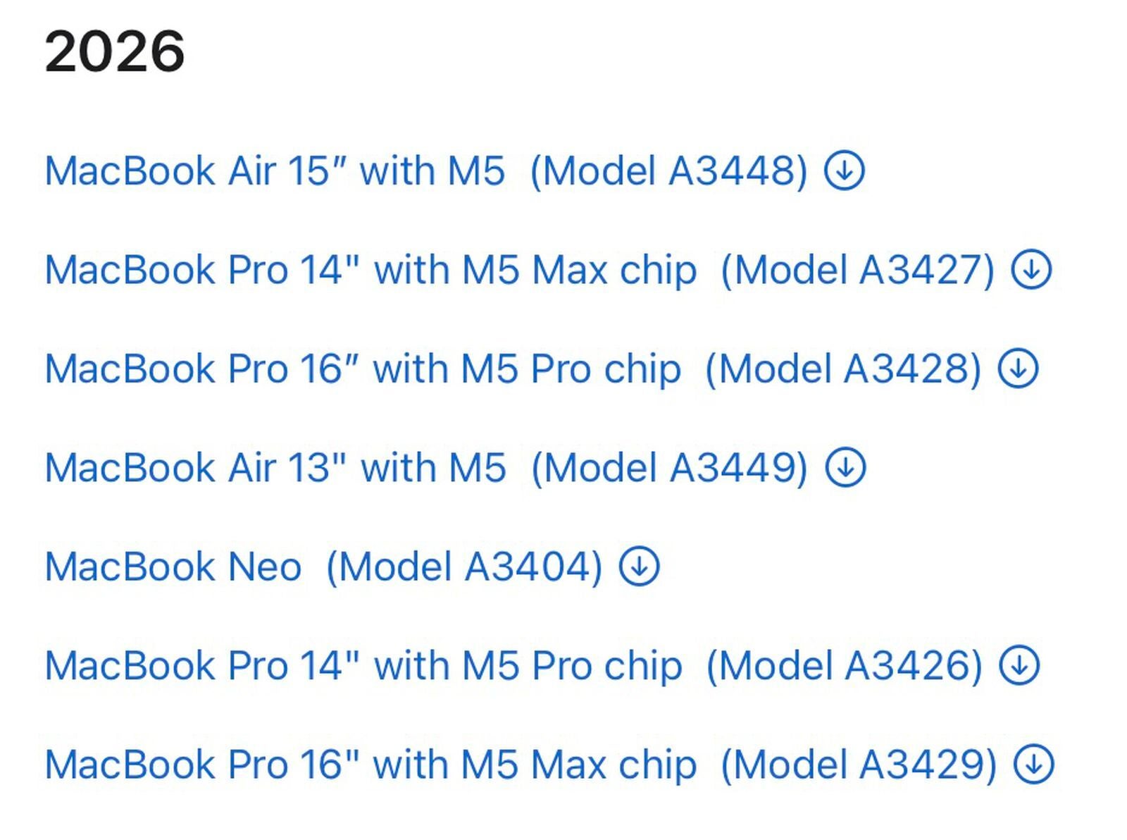 The link with the new laptop’s name on Apple’s regulatory page. | Image by MacRumors - Apple leaks the name of its cheap MacBook ahead of launch