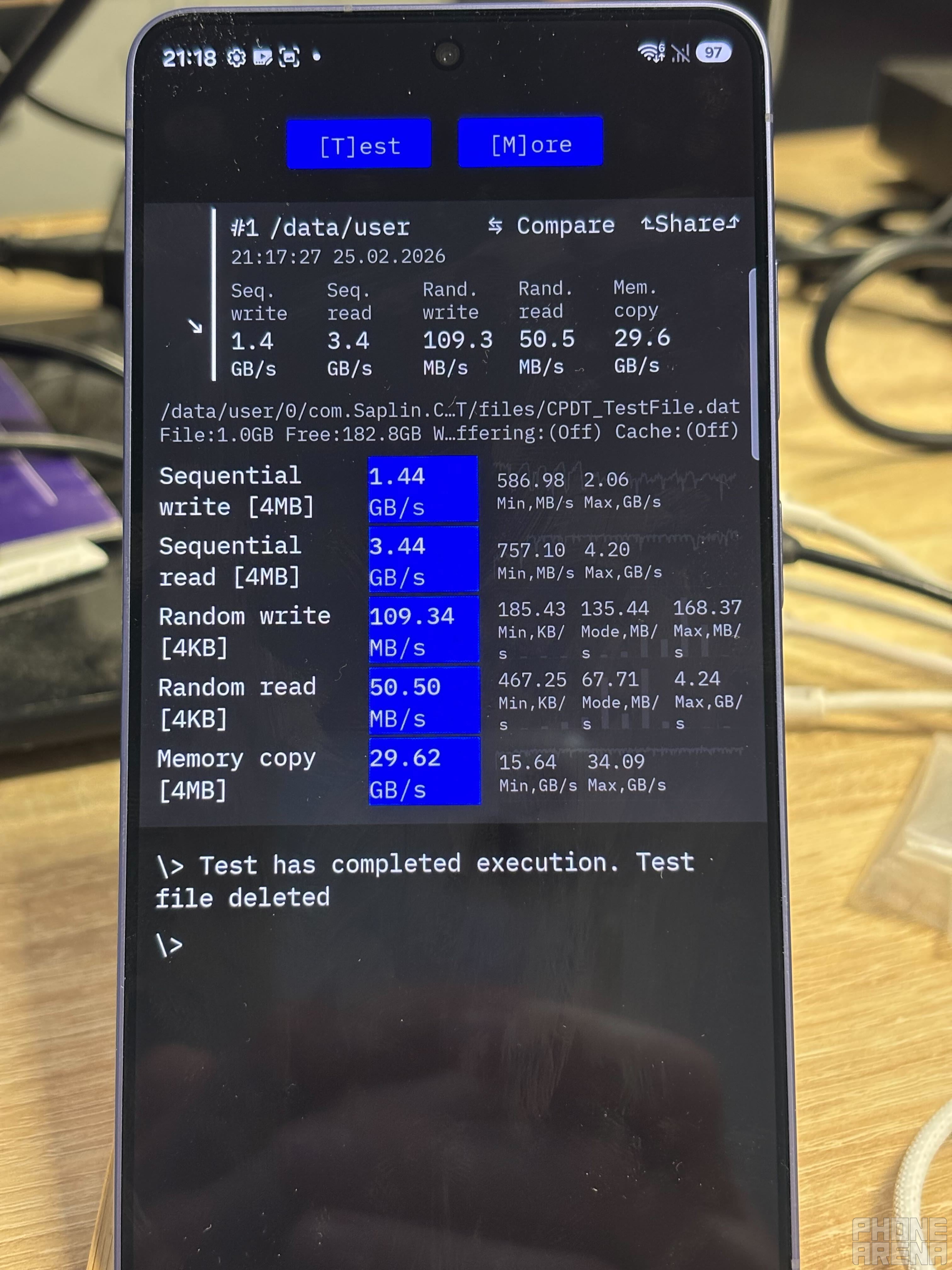 We waited for the official Samsung confirmation, but ran some tests. | Image by PhoneArena - Exclusive: we've confirmed the Galaxy S26 Ultra's storage type &ndash; and it's not UFS 4.1