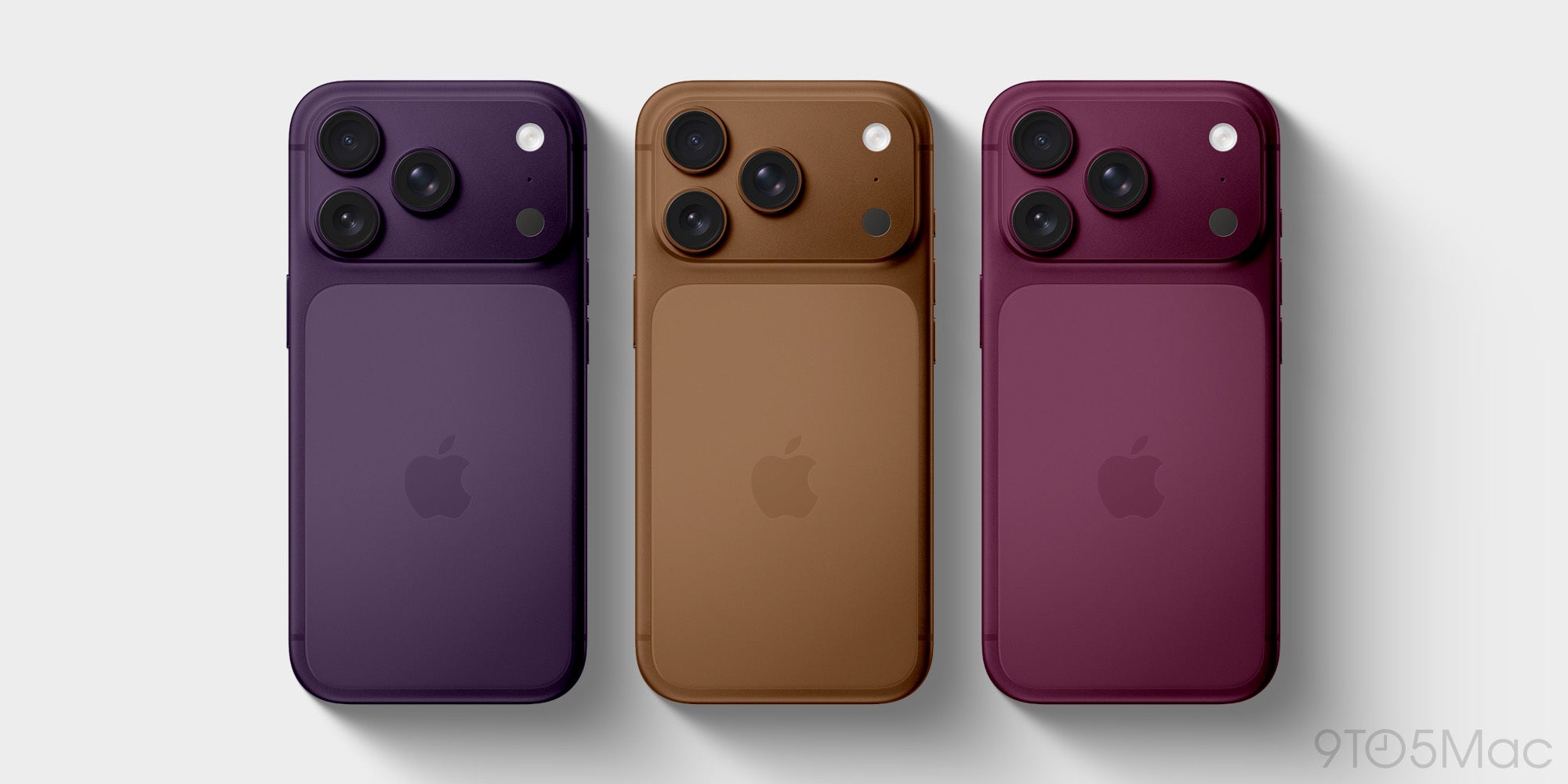 iPhone 18 Pro concept renders in colors that Apple reportedly tested. | Image by 9to5Mac - iPhone 18 Pro: 7 hot upgrades coming this fall
