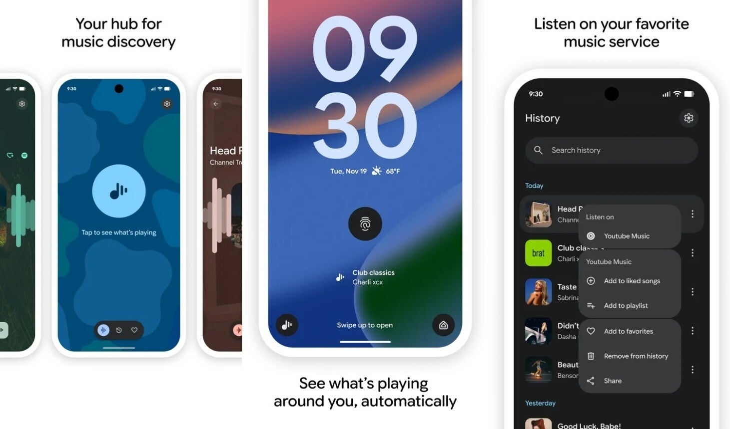 Now Playing app on a Pixel phone.