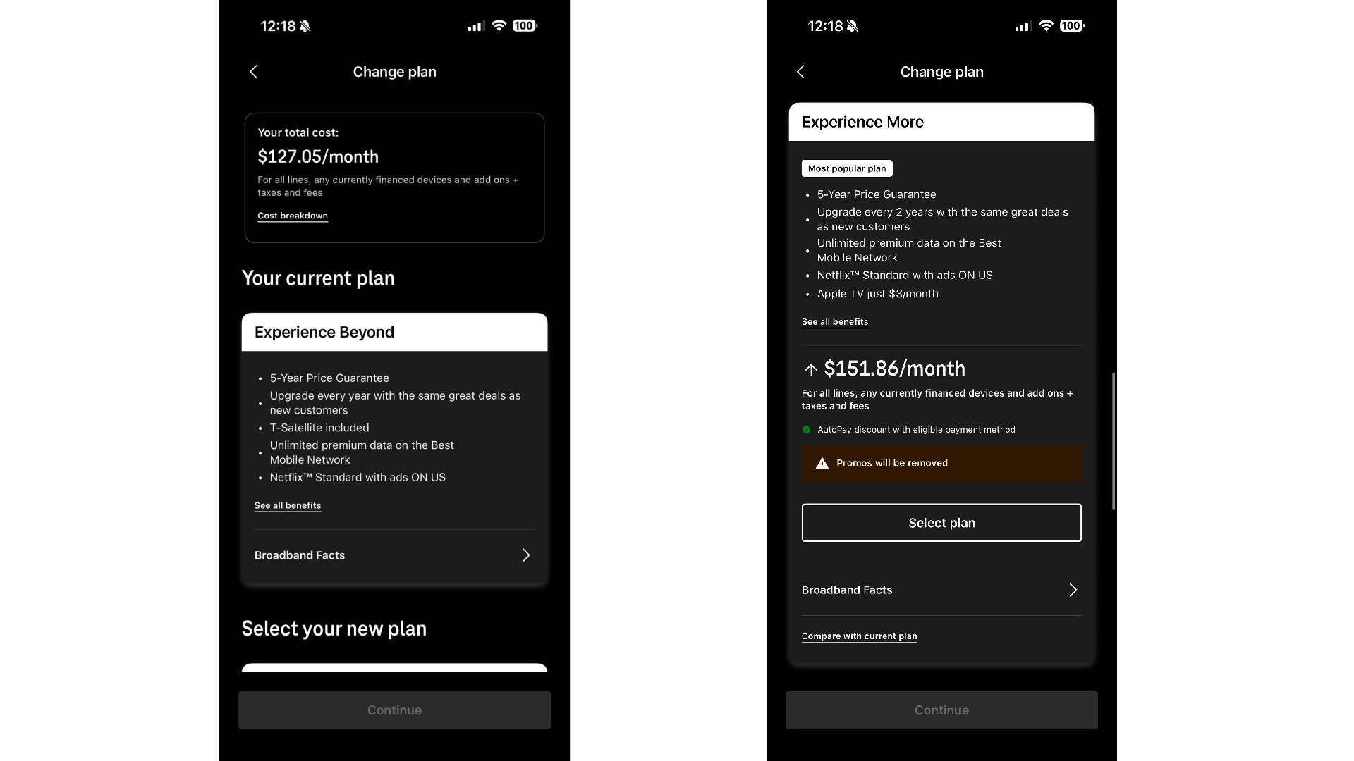 T-Mobile T-Life plan comparison