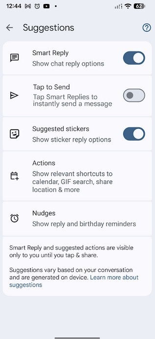 Screenshot showing Google Messages &amp;quot;Send to Draft&amp;quot; enabled.