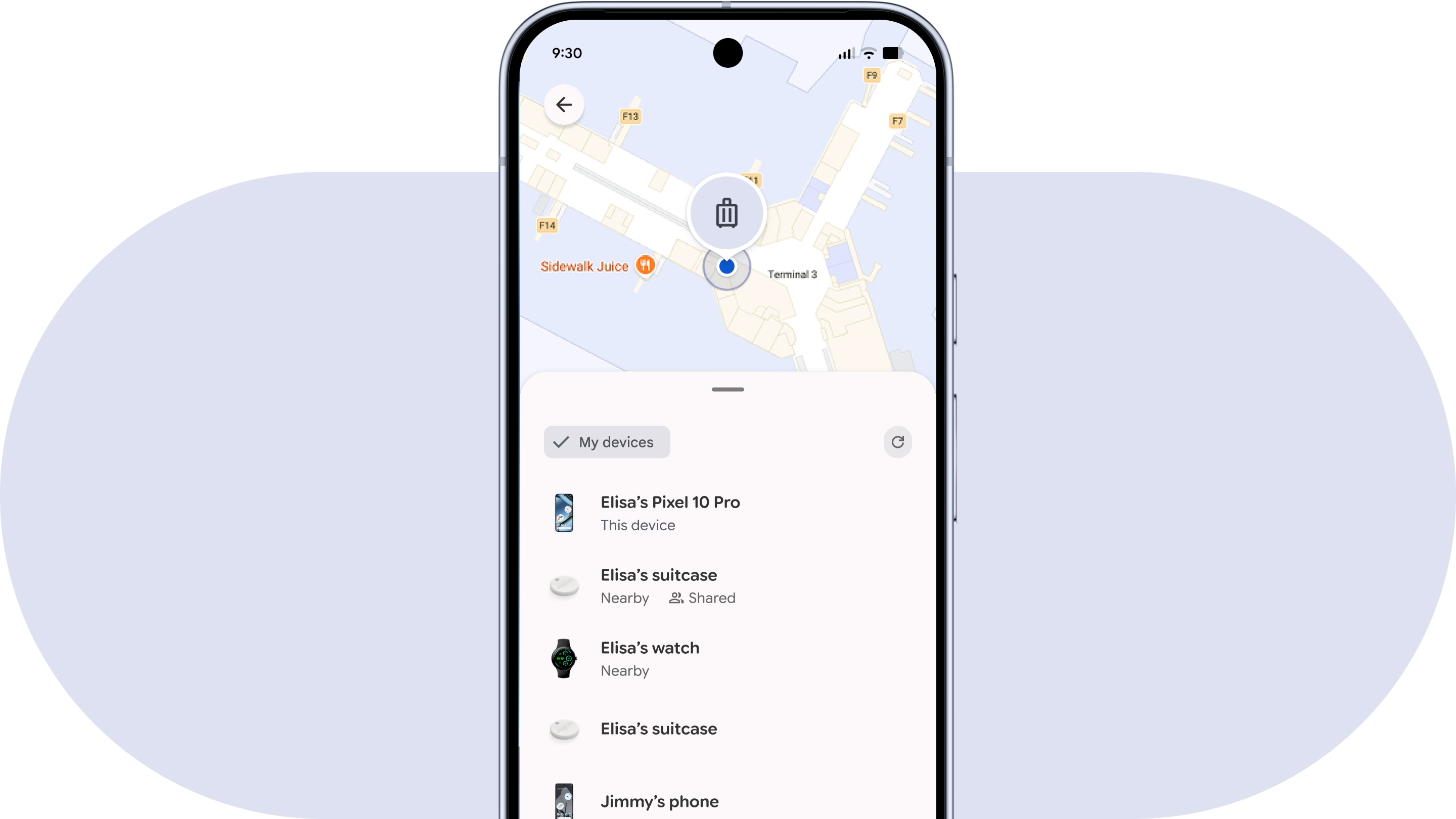 Find Hub showing a lost luggage location | Image by Google - Google just removed Find Hub&rsquo;s biggest nuisance, making it faster to track your devices and family