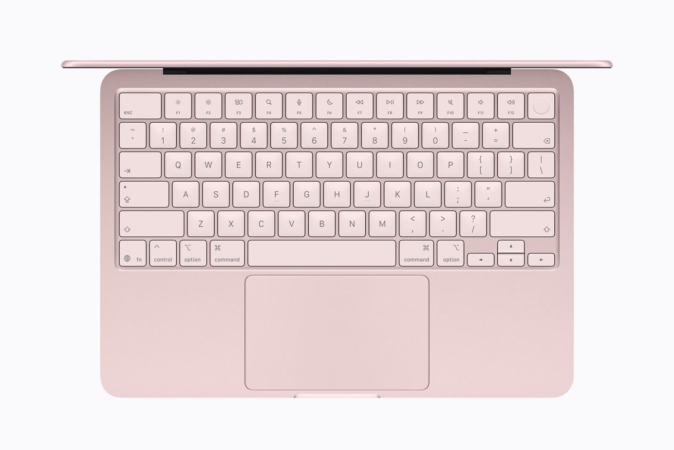 Apple MacBook Neo keyboard and trackpad top view