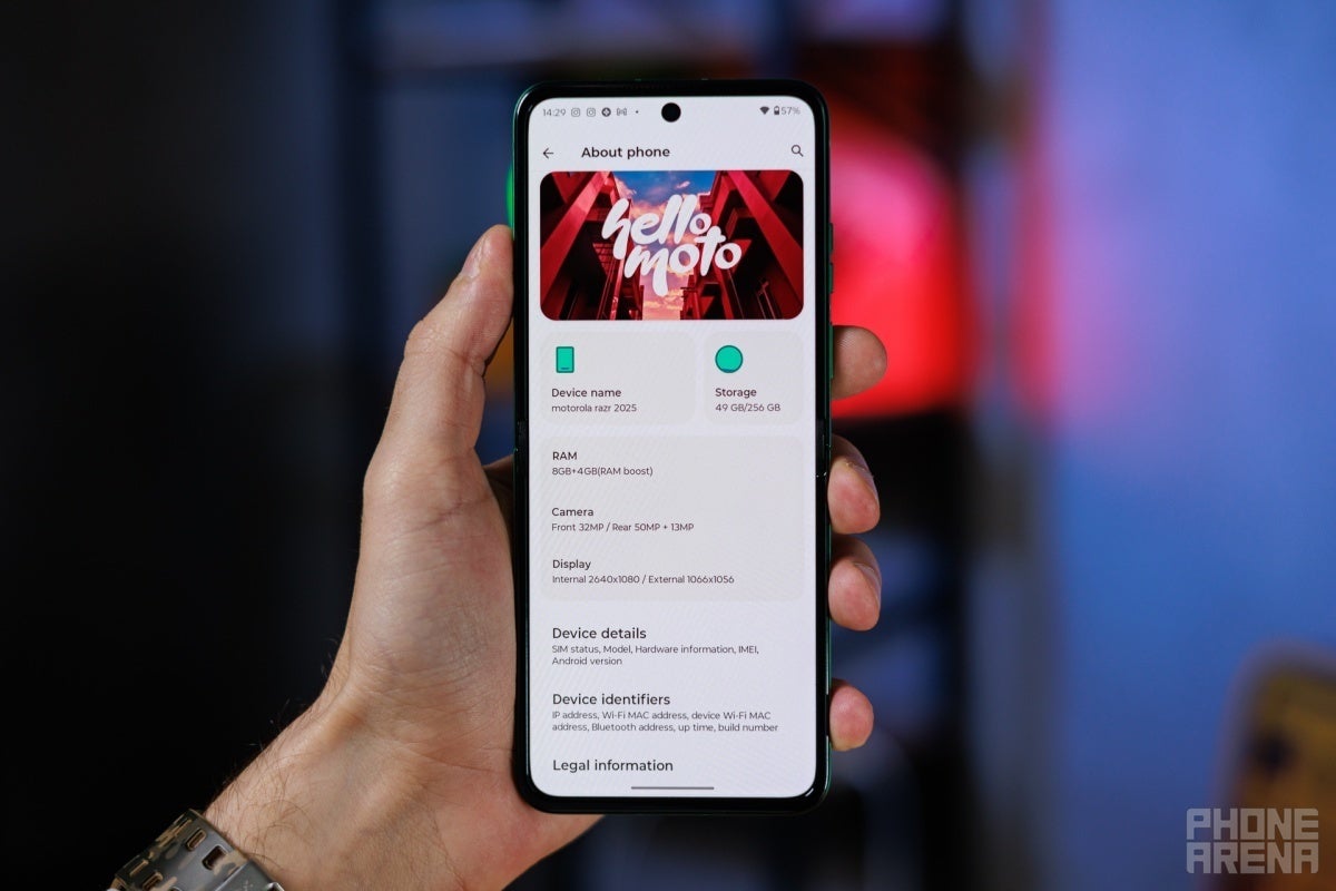 Most of these Razr (2025) specs will apparently go unchanged on the 2026 edition. | Image by PhoneArena - This familiar Motorola Razr (2026) design and a (small) upgrade are essentially confirmed now