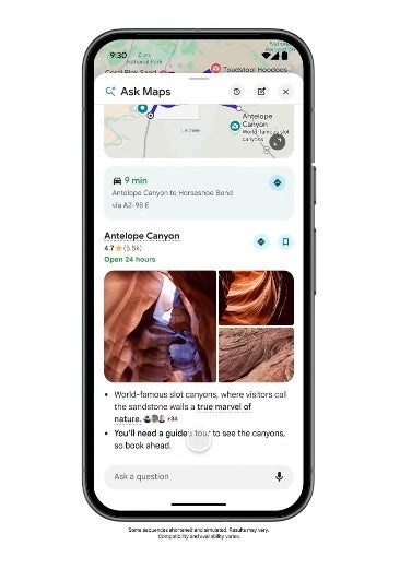 Screenshot of Google Maps&amp;#039; &amp;quot;Ask Maps&amp;quot; feature.