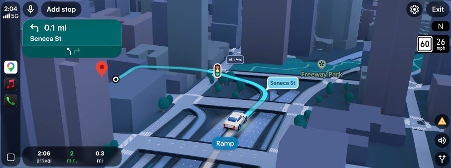 Screenshot of Google Maps&amp;#039; new Immersive Navigation.
