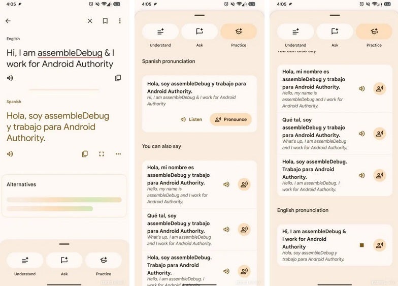 Google Translate may soon have a new Pronunciation mode. | Image by Android Authority - Google Translate might soon have you speaking Spanish like you were born in Spain