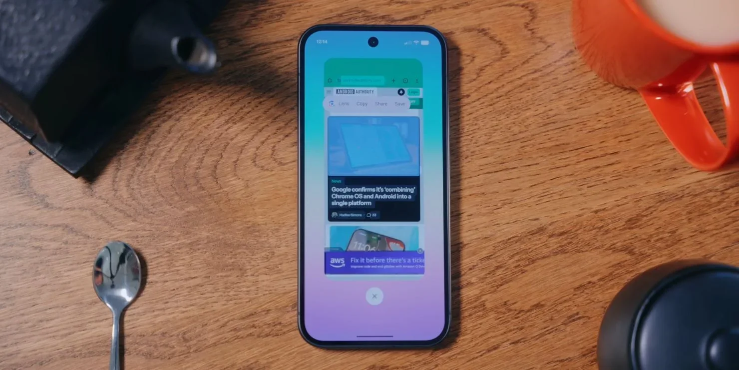 Screenshot of Recents screen shortcuts after the Pixel Drop update