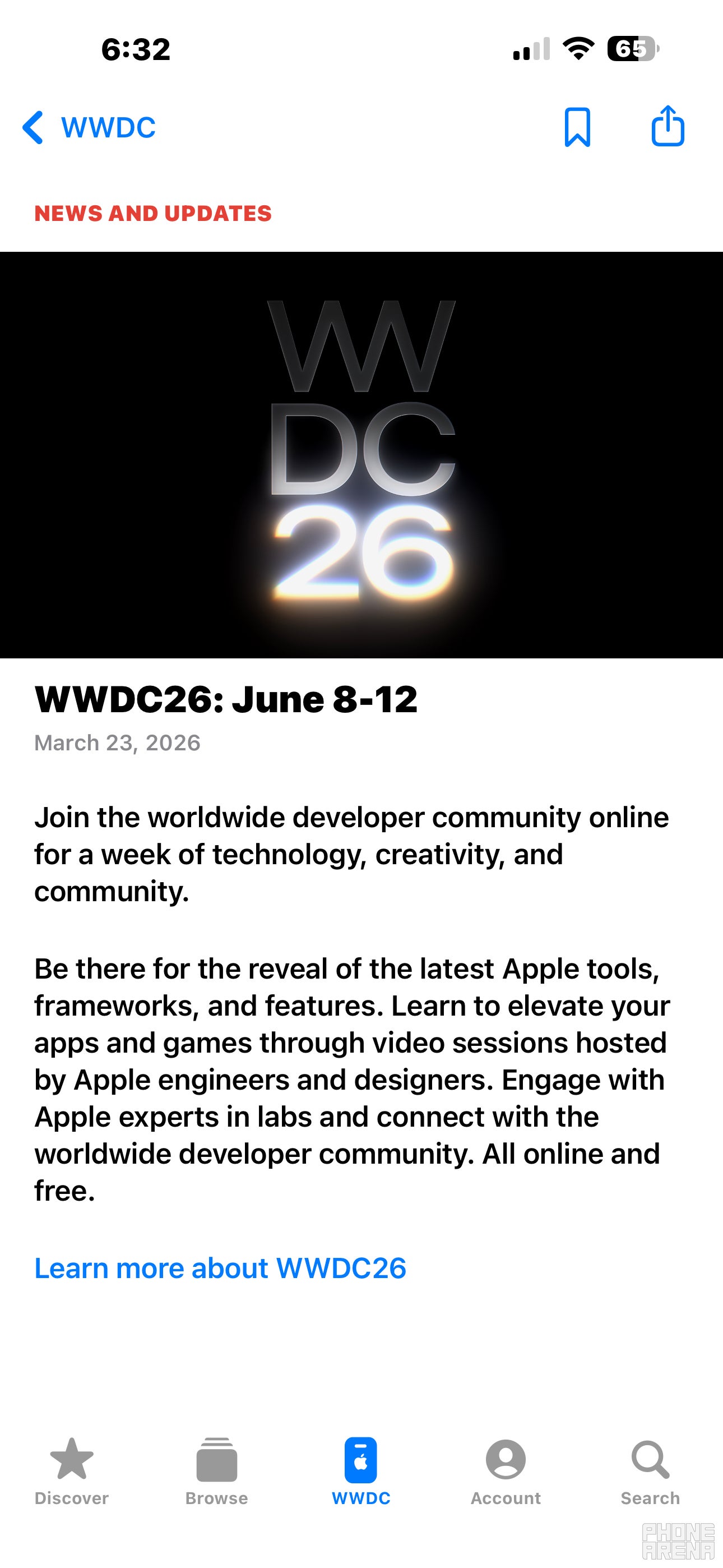 Screenshot from Apple&amp;#039;s Developer app.