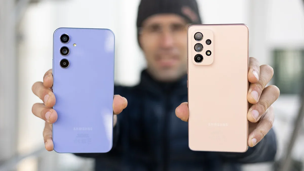 The Galaxy A54 looks quite different than its predecessor | Image by PhoneArena - Samsung&rsquo;s upcoming Galaxy A57 suffers from one common flagship disease