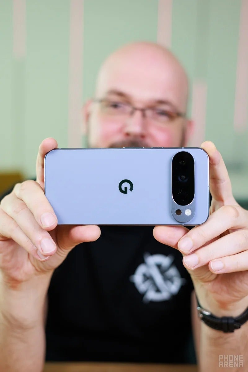 Pixel 10 Pro XL held horizontally showing camera bar