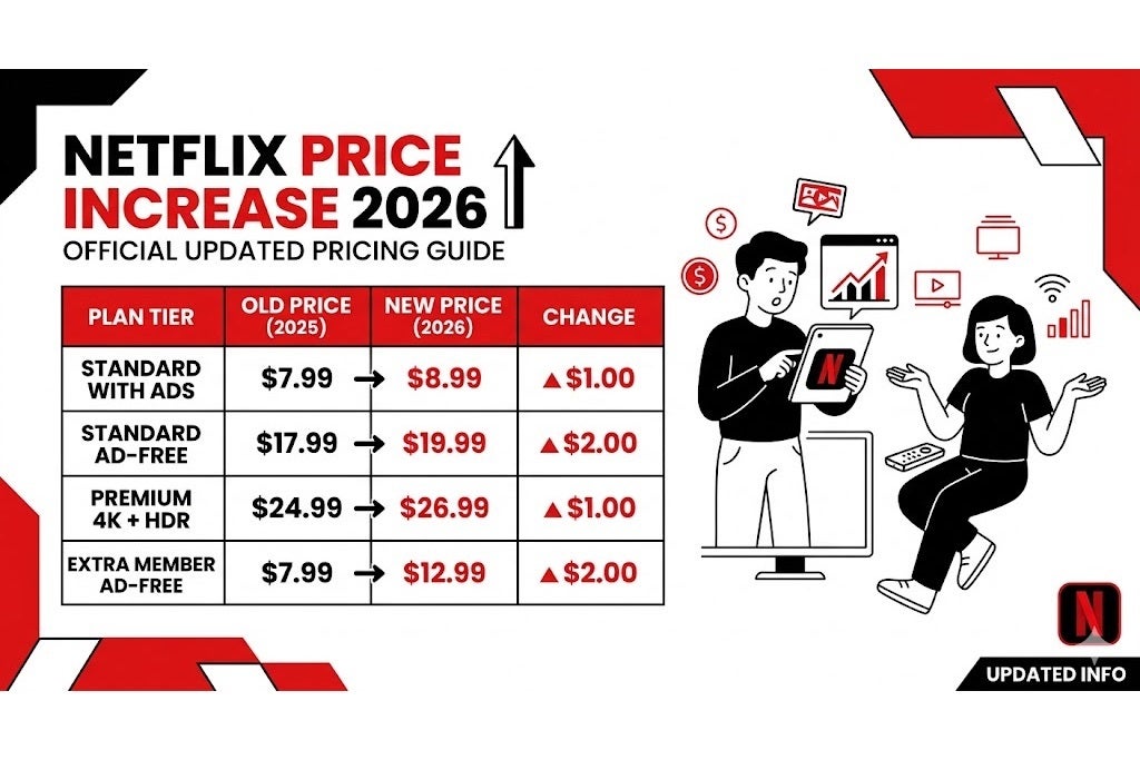Infographic of Netflix&amp;#039;s most recent price hike
