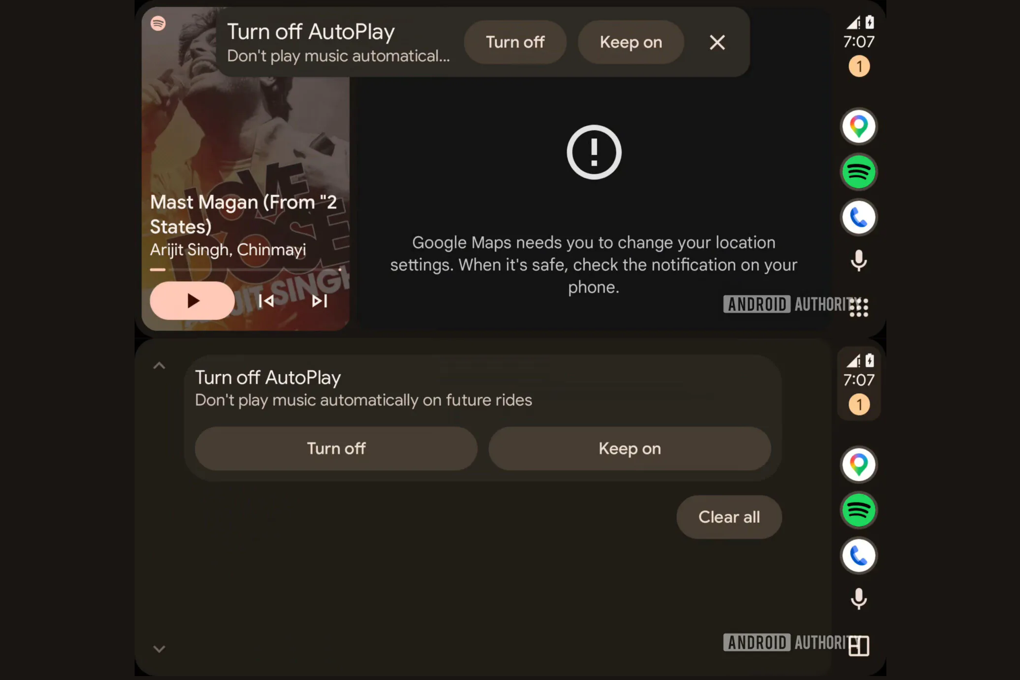 Screenshot of what Android Auto may soon ask regarding autoplay