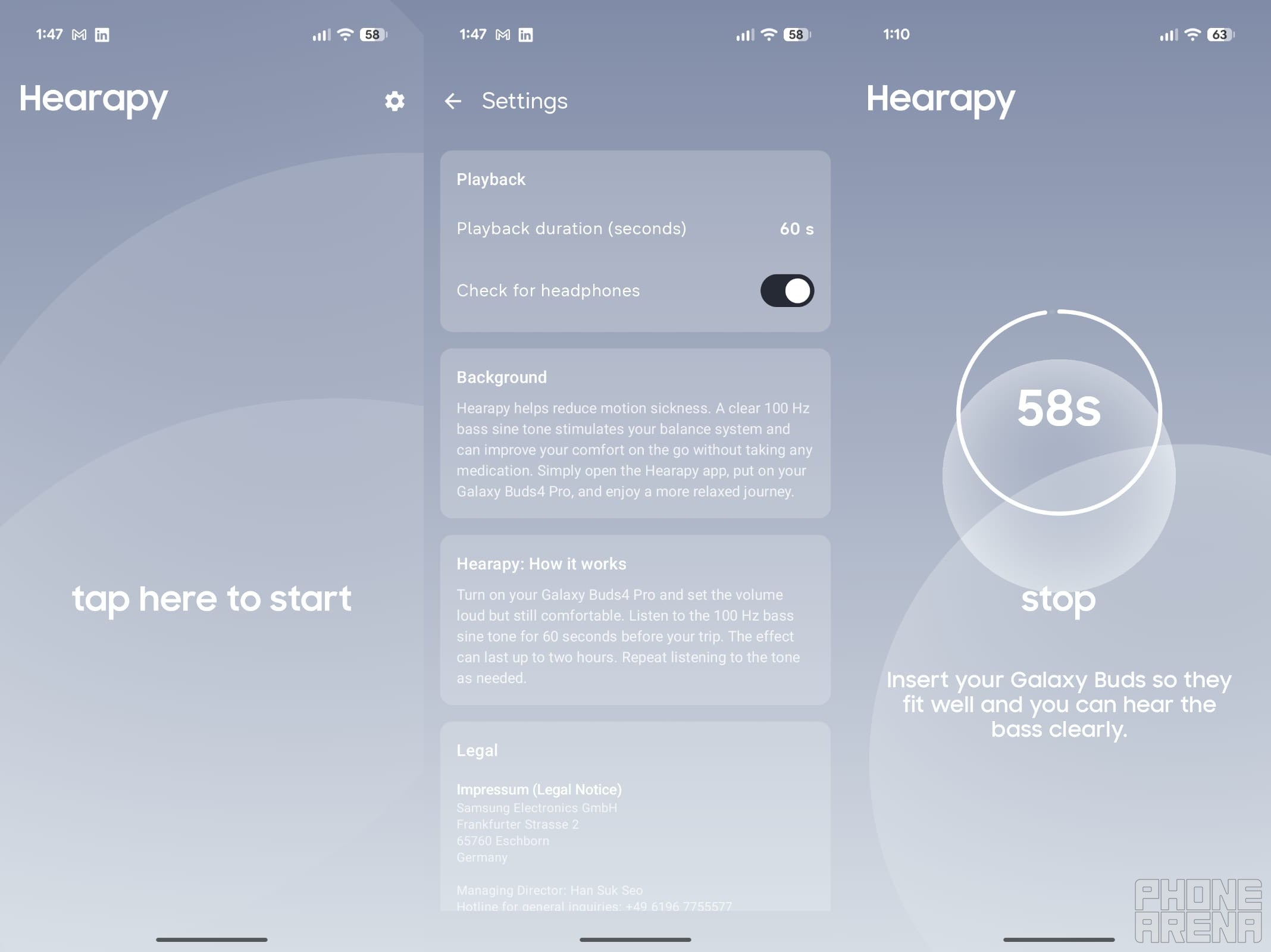 Samsung&amp;#039;s Hearapy app in action.