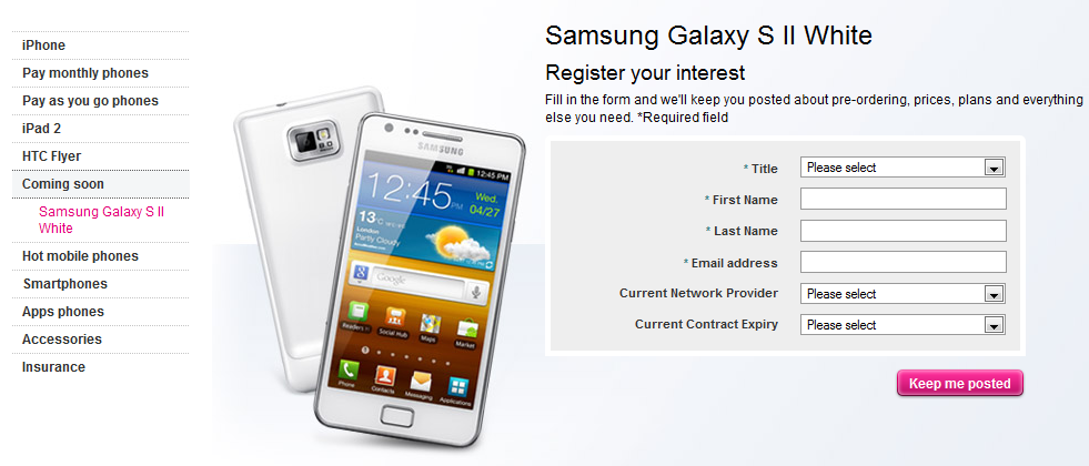 The white Samsung Galaxy S II is coming to T-Mobile U.K. next month - T-Mobile U.K. joins other British carriers offering a white Samsung Galaxy S II next month