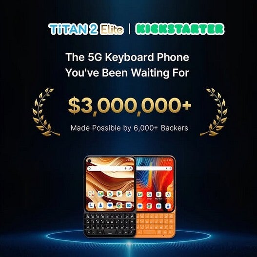 Unihertz receives over $3 million in Kickstarter pledges for the Titan 2 Elite. | Image by Unihertz - Demand for the Unihertz Titan 2 Elite hits a very impressive level