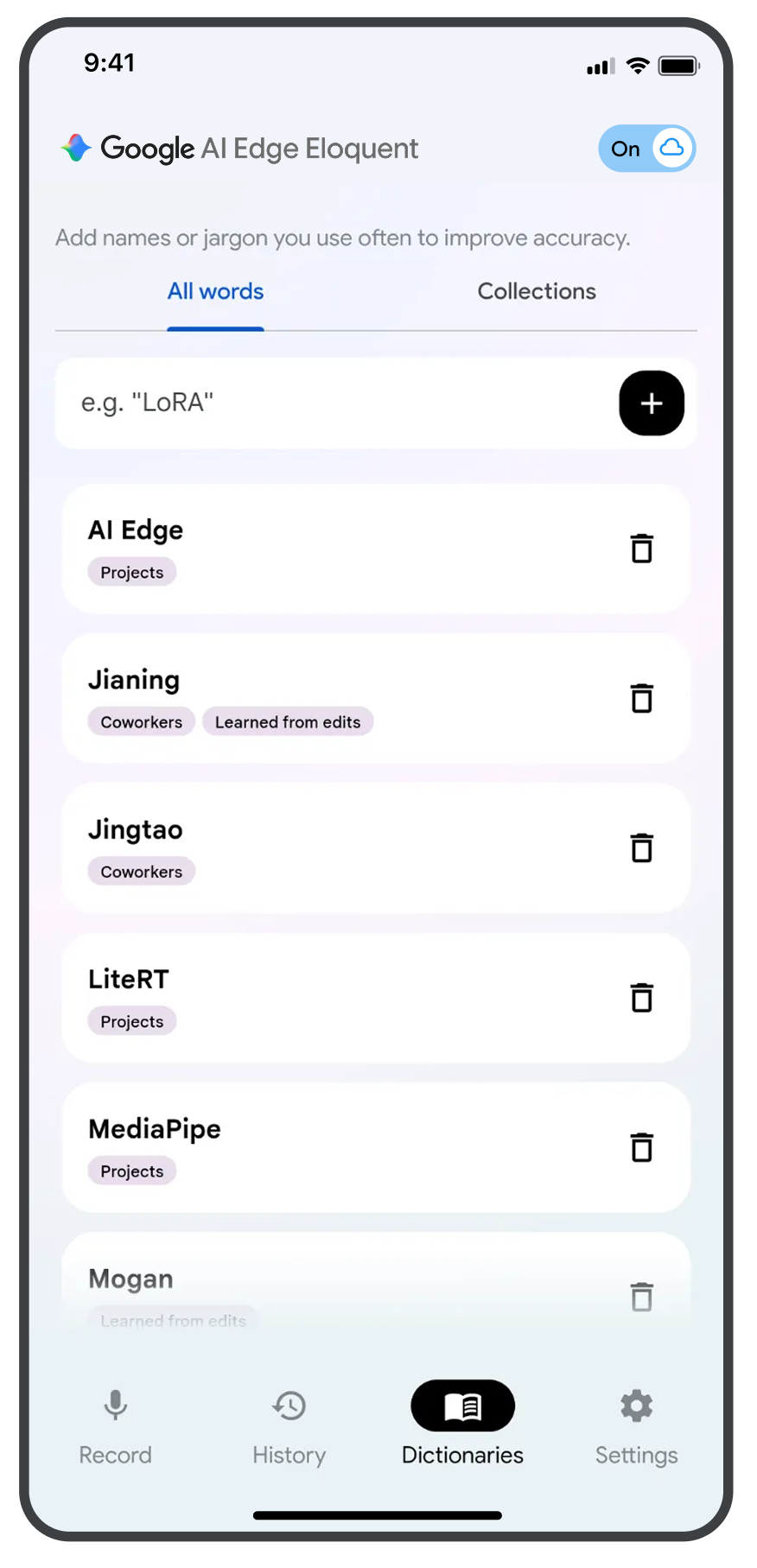 This is how the custom dictionary menu looks. | Image by Google - Your iPhone is about to get a lot better at listening than Siri ever was
