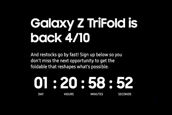Samsung Galaxy Z TriFold availability countdown on Samsung website