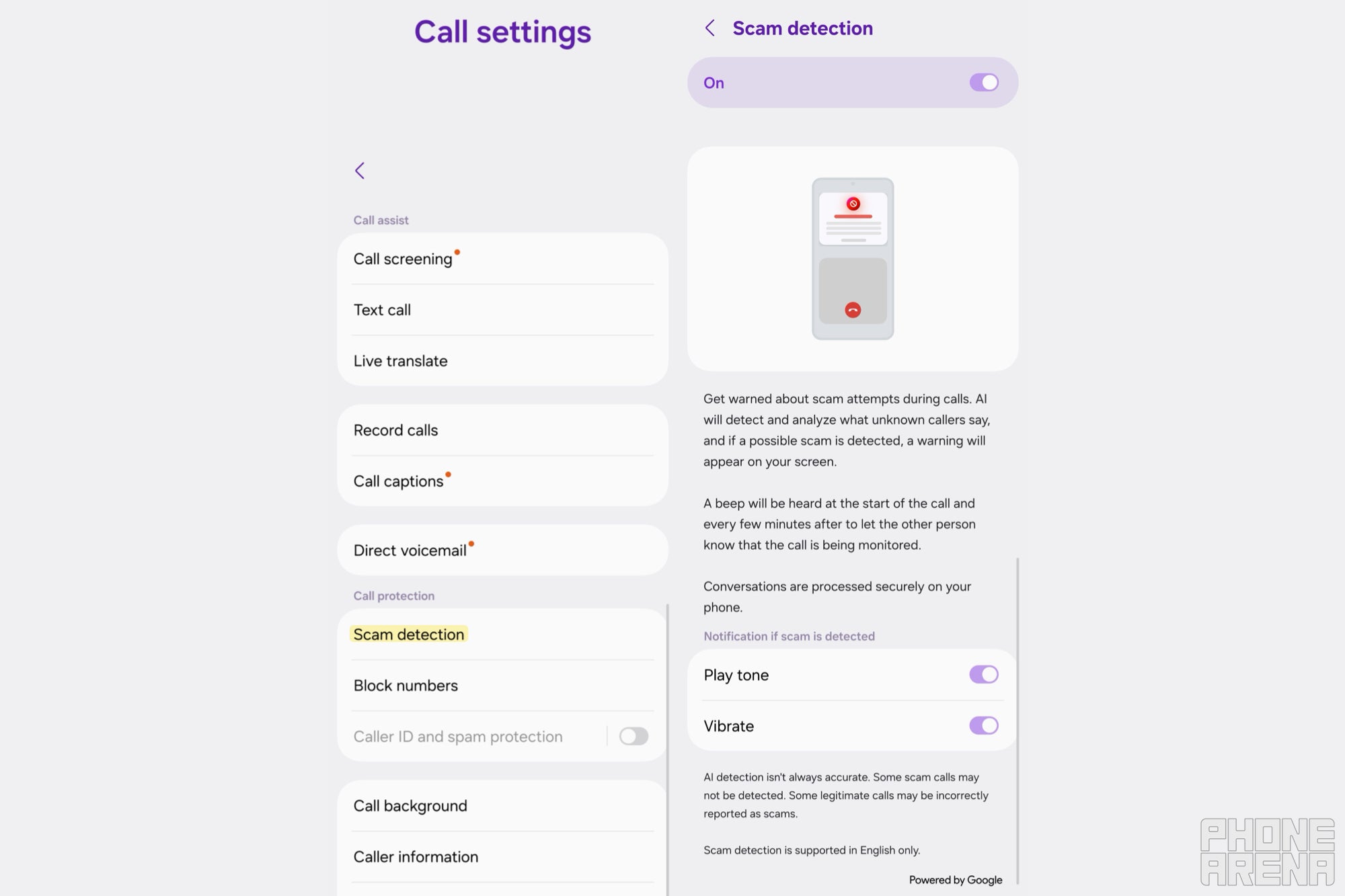 Samsung Galaxy S26 Ultra Scam Detection feature settings