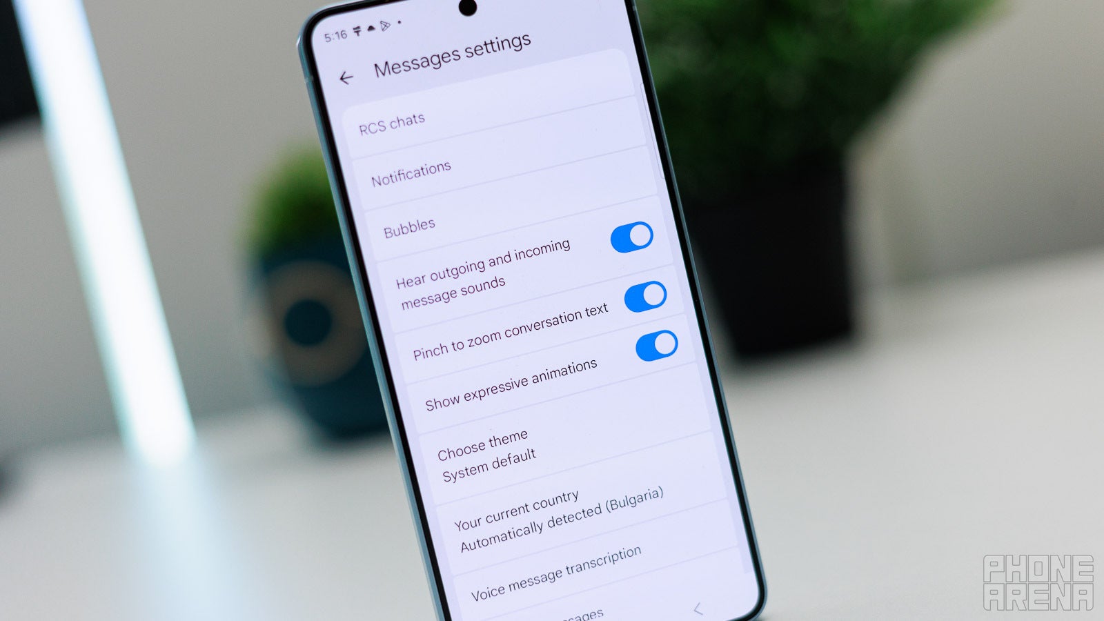 Google Messages app settings window. 