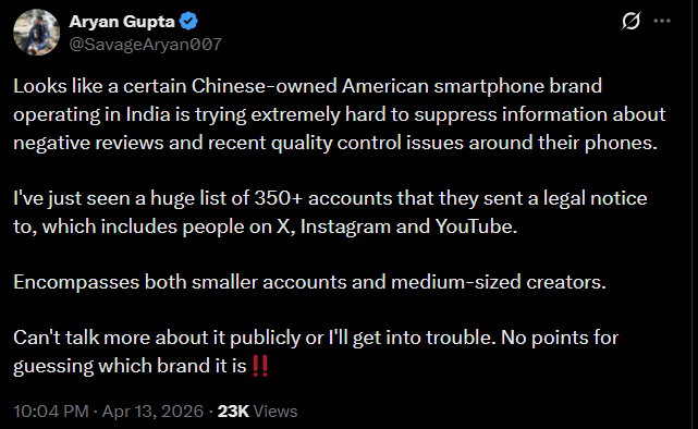 Social media post screenshot.