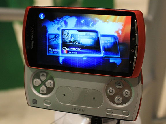 Sony Ericsson Xperia Arc seen in white, Xperia Play seen in orange