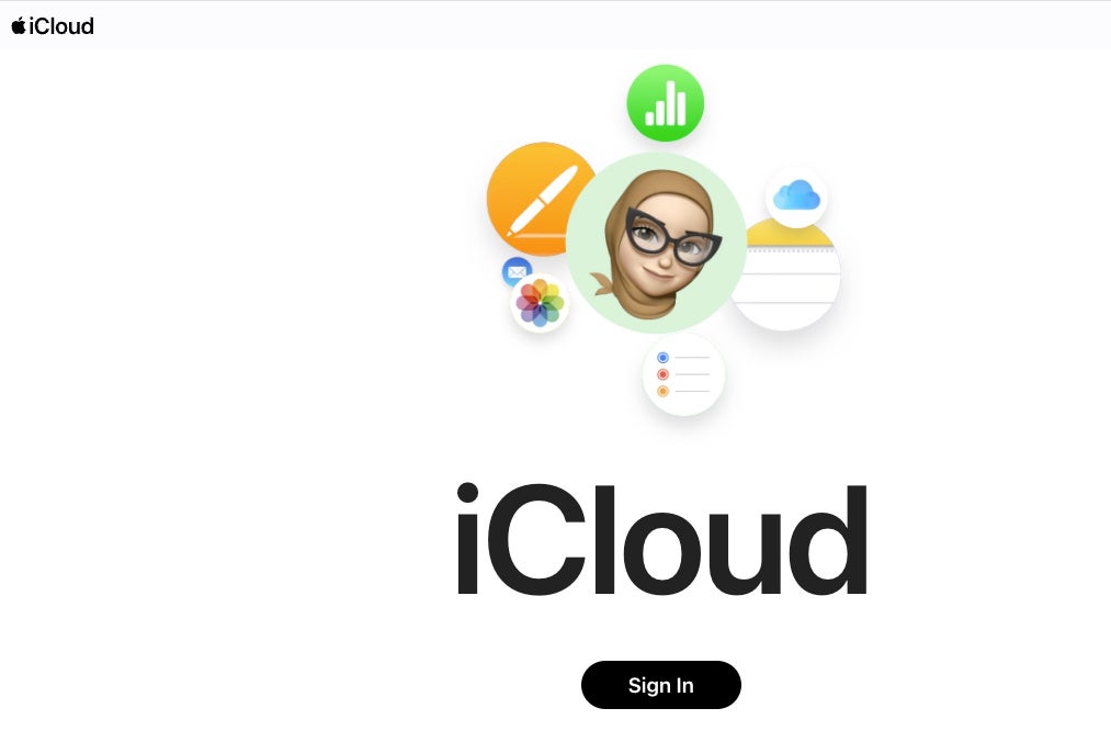 iCloud login page