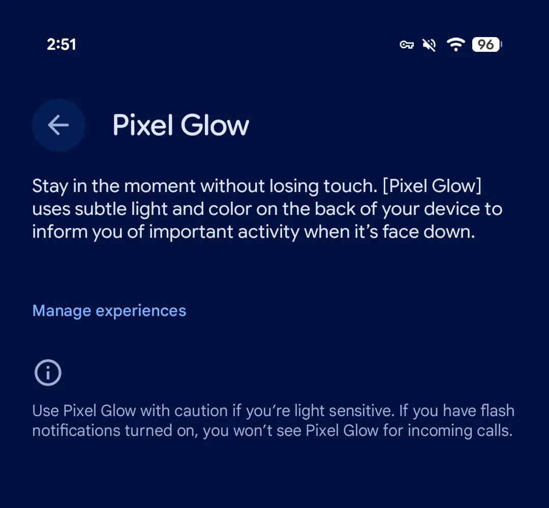 The description of Pixel Glow inside Android 17 Beta 4. | Image by 9to5Google - Google may revive the best dead Android feature with the Pixel 11