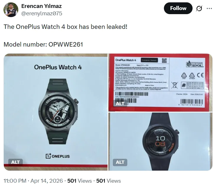 The OnePlus Watch 4 will be available in at least two colors | Image by Erencan Yilmaz - This OnePlus Watch 4 leak reveals key details about the upcoming smartwatch